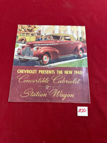 1940 CHEVROLET NOS CONVERTIBLE CABRIOLET AND STATION WAGON BOOKLET