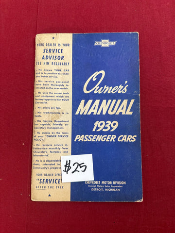 1939 CHEVROLET NOS OWNERS MANUAL