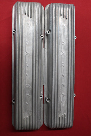 1956-1957 9 FIN CORVETTE VALVE COVERS. STAGGERED HOLES