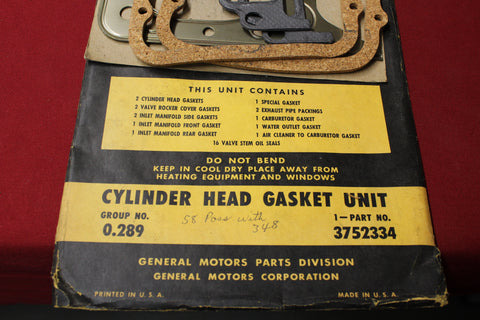 1958-1961 348 NOS CHEVROLET CYLINDER HEAD GASKET UNIT