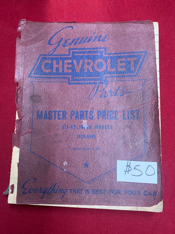 1929-41 CHEVROLET MASTER PARTS PRICE LIST