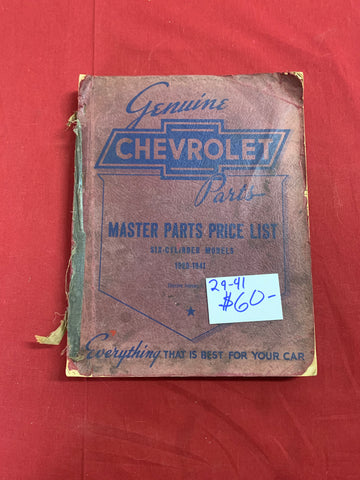 1929-41 CHEVROLET MASTER PARTS PRICE LIST