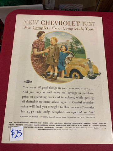 1937 CHEVROLET MAGAZINE CLIPPING