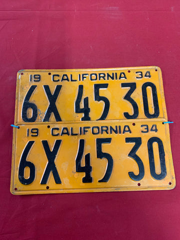 1934 CALIFORNIA LICENSE PLATES